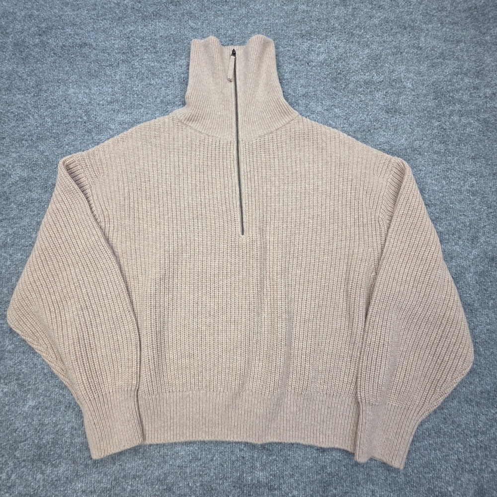 Vanessa Bruno 1/4 Zip Sweater Women's Small Beige Knit Wool Blend (?)